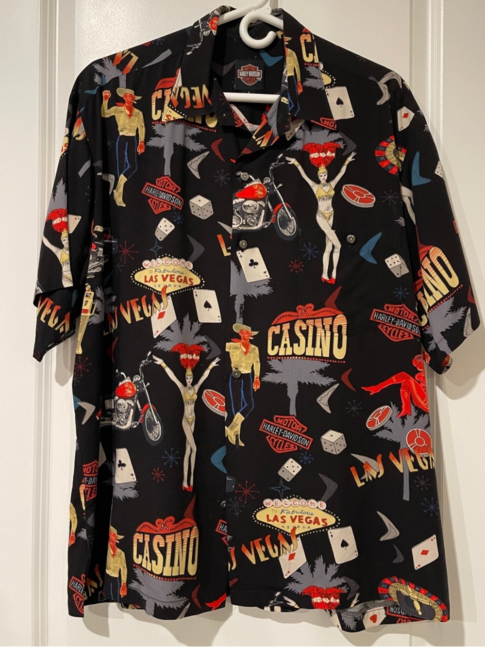 Harley-Davidson Men’s Black Las Vegas Casino Print Short Sleeve Shirt